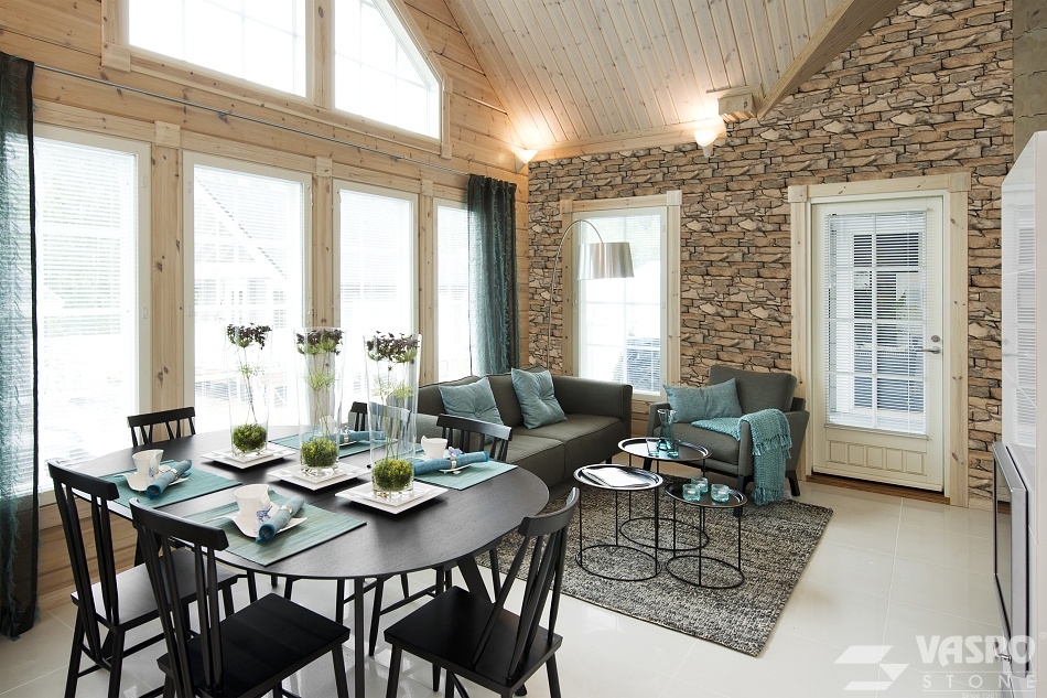 Verblender Rock Vrsatec brown Wandverkleidung im Essenszimmer